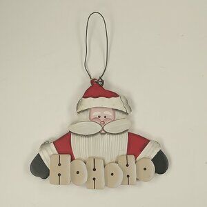 "Ho, Ho, Ho" Santa Claus Painted Wooden Crafty Holiday Christmas 3.75" Ornament